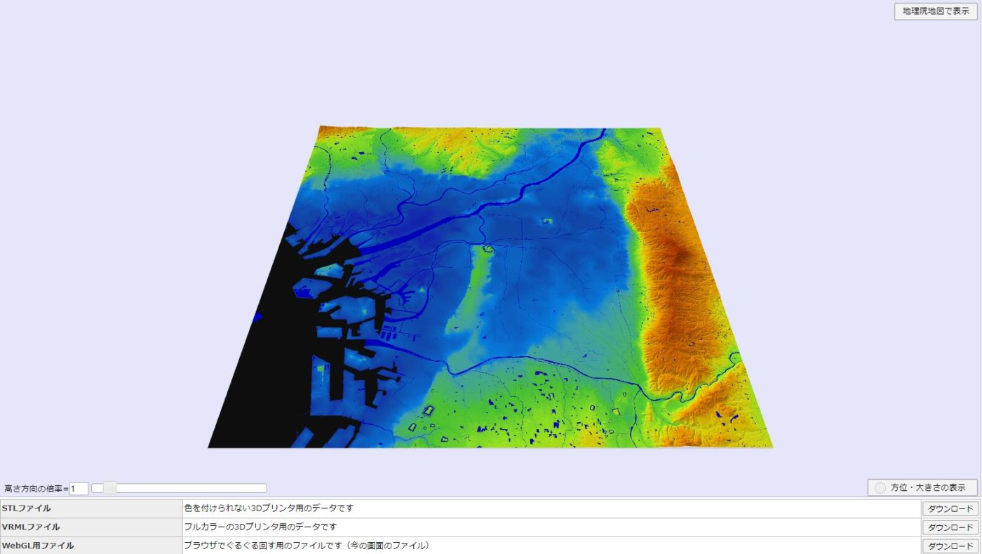 3D化した大阪の地図